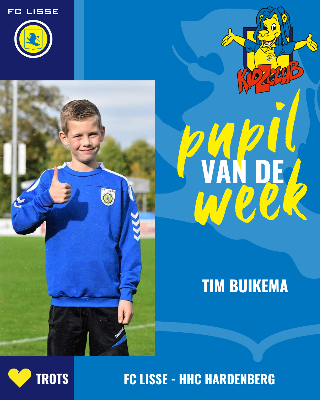 Tim Buikema Pupil van de week bij FC Lisse – HHC Hardenberg