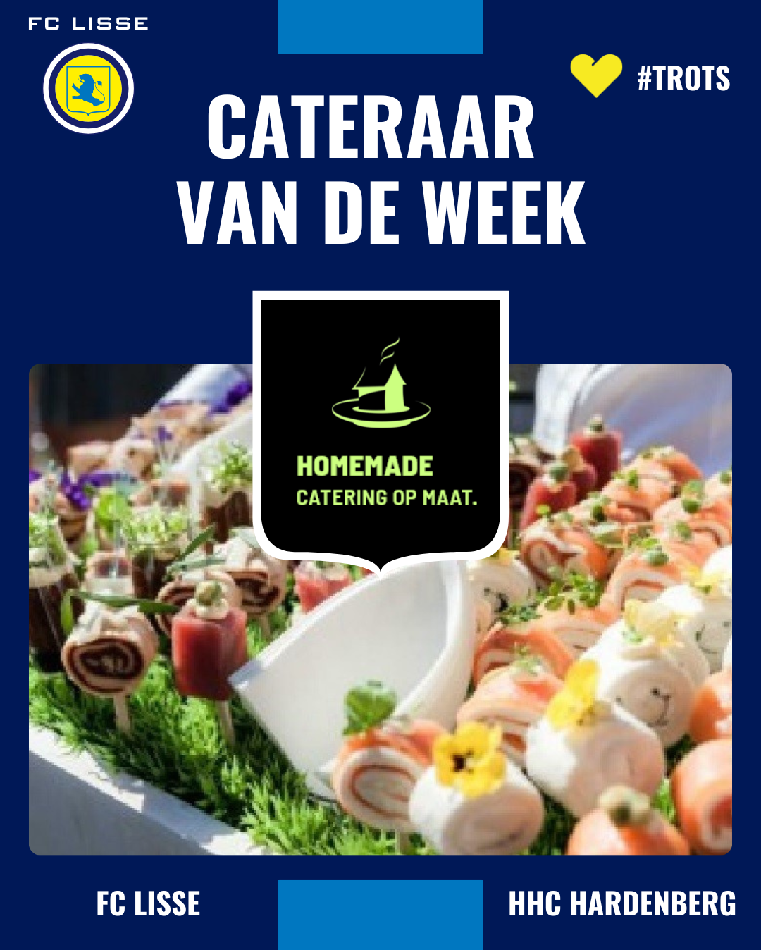 Homemade Catering verzorgt de hapjes na de wedstrijd tegen HHC Hardenberg