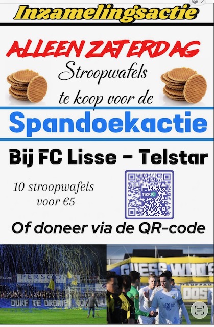 Stroopwafelactie supporters FC Lisse bij wedstrijd tegen VV Gemert zaterdag