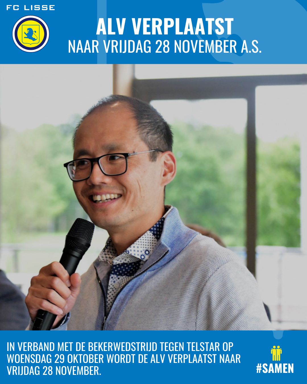 ALV verplaatst naar vrijdag 28 november a.s.